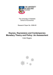 Keynes, Keynesians and Contemporary Monetary Theory and Policy