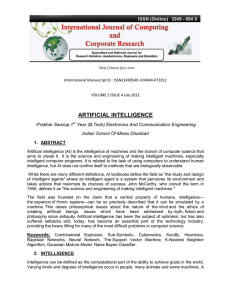 artificial intelligence - International Journal of Computing and
