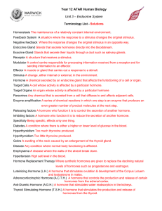 Year 12 ATAR Human Biology Unit 3 – Endocrine System