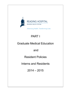 PART I Graduate Medical Education and Resident Policies Interns