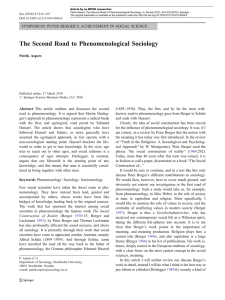 The Second Road to Phenomenological Sociology