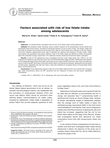 Factors associated with risk of low folate intake among adolescents
