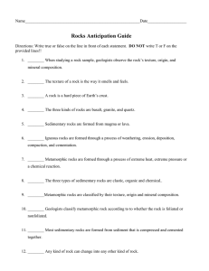 Rocks Anticipation Guide