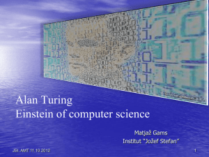 1950 – birth of AI, Turing test - Department of Intelligent Systems