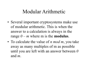 Slides Week 5 Modular Arithmetic