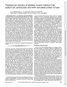 Postexercise recovery of skeletal muscle malonyl-CoA, acetyl