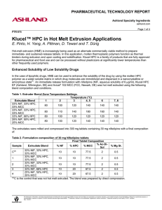 Klucel™ HPC in Hot Melt Extrusion Applications