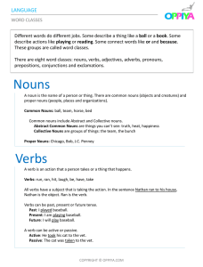 Nouns Verbs - Write Reflections