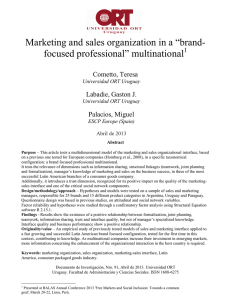 Marketing and Sales organization in a Brand
