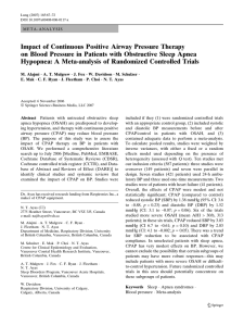 Impact of Continuous Positive Airway Pressure Therapy