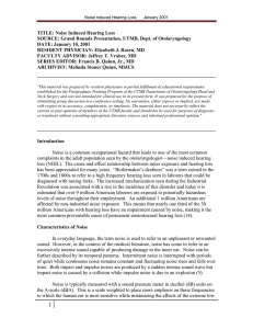 Noise Induced Hearing Loss January 2001