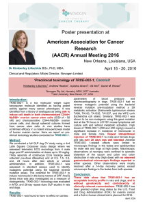 Poster presentation at American Association for Cancer Research