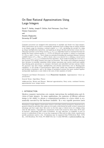 "On Best Rational Approximations Using Large Integers", Ashley