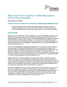 Mitral Valve Clip for Treatment of Mitral Regurgitation: OHTAC