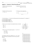 Algebra 1 - Semester 2 Final Exam Review