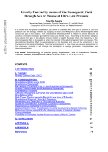 Gravity Control by means of Electromagnetic Field through Gas at