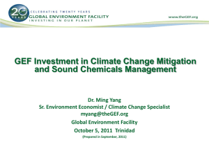 GEF Investment in Climate Change Mitigation and Sound Chemicals