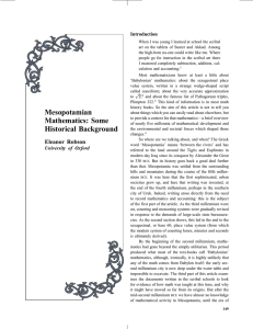Mesopotamian Mathematics: Some Historical Background