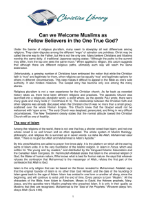Can we Welcome Muslims as Fellow Believers in the One True God?