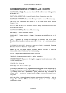 IGCSE Electricity definitions