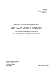 RFS21 - Specification for Radio Apparatus: VHF Land Mobile