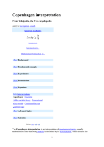 Copenhagen interpretation From Wikipedia, the free encyclopedia