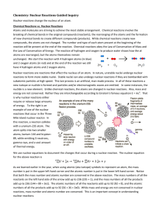 Chemistry: Nuclear Reactions Guided Inquiry + n → + + 3 n +