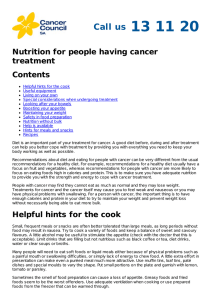 Nutrition for people having cancer treatment