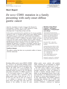 De novo CDH1 mutation in a family presenting with early