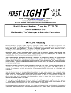 First Light for May, 2001 - South Bay Astronomical Society