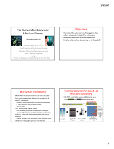 The Human Microbiome and Infectious Disease Objectives The