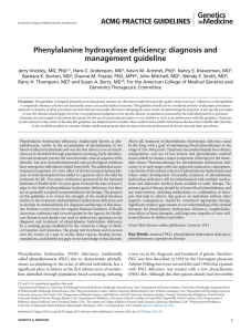 Phenylalanine hydroxylase deficiency: diagnosis and management