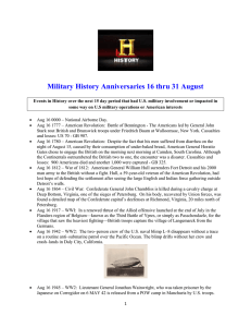 Military History Anniversaries 16 thru 31 August