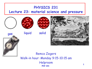 1 PHYSICS 231 Lecture 23: material science and pressure