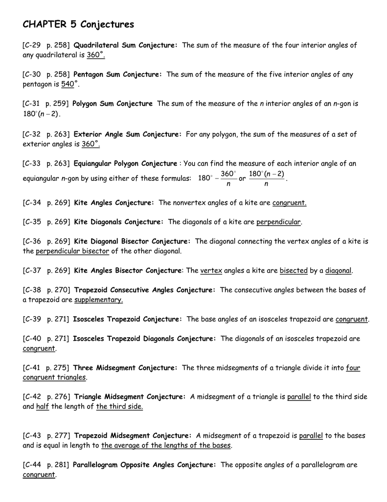 Chapter 5 Conjectures