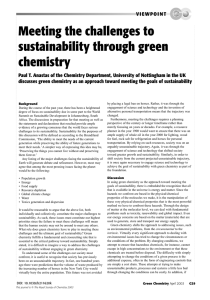 Meeting the challenges to sustainability through green chemistry