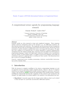A computational science agenda for programming language research