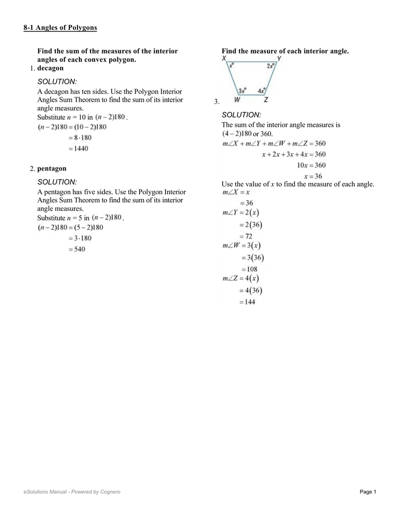 Find The Sum Of The Measures Of The Interior Angles Of Each