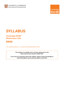 syllabus - Cambridge International Examinations