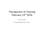 Therapeutics III Tutoring February 13th 2016