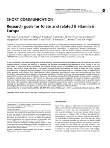 Research goals for folate and related B vitamin in Europe
