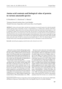 Amino acid contents and biological value of protein in various