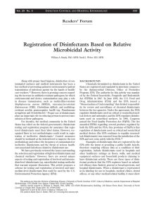 Registration of Disinfectants Based on Relative Microbicidal Activity
