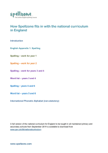 How Spellzone fits in with the national curriculum