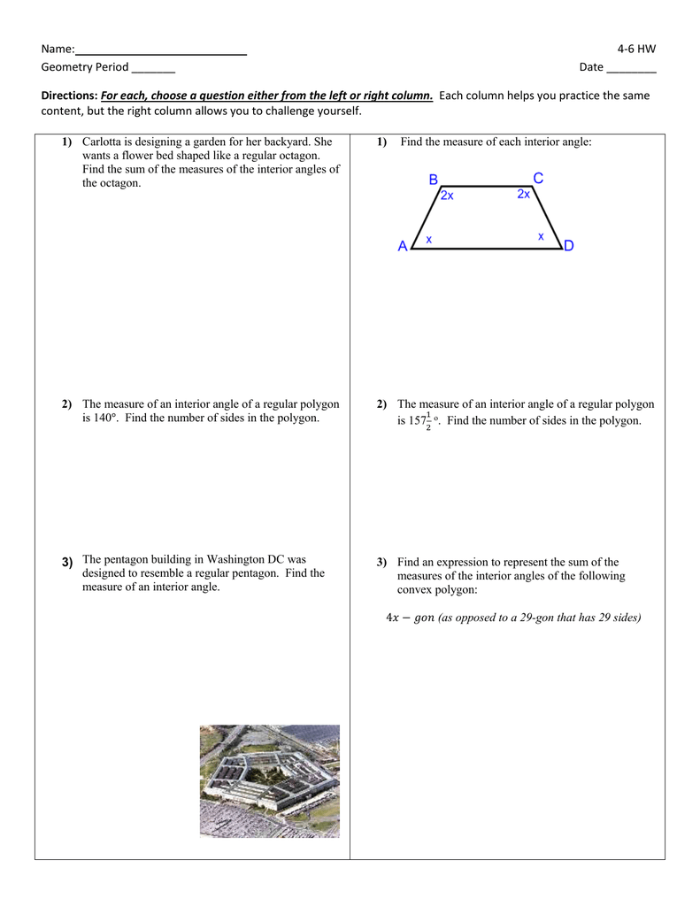 Name 4 6 Hw Geometry Period Date Directions