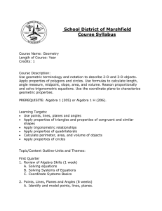 Geometry Regular - School District of Marshfield