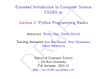 Extended Introduction to Computer Science CS1001.py Lecture 2