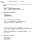 Biology 1B Evolution practice questions Fall 2002 Thomson