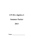 Objectives for CP Algebra 2 Summer Packet