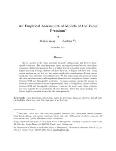 An Empirical Assessment of Models of the Value Premium*